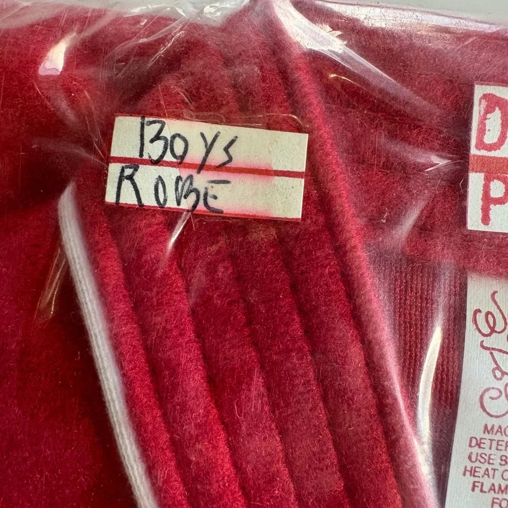 Vintage Disney Mickey Mouse Boys Red Robe 3T Deadstock Sealed Made in USA 1980s